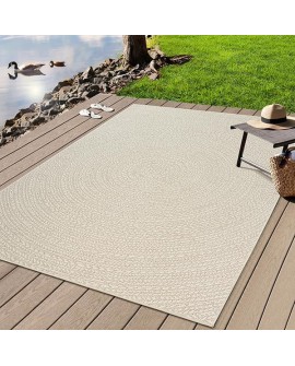 the carpet Kansas - Tapis d'extérieur Robuste au Look Naturel de Jute, résistant aux intempéries, Convient pour la terrasse et