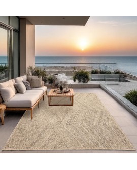 the carpet Kansas - Tapis d'extérieur Robuste au Look Naturel de Jute, résistant aux intempéries, Convient pour la terrasse et