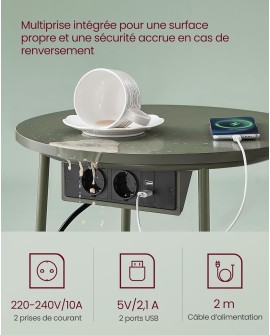 VASAGLE Petite Table Basse Ronde, Table d Appoint avec Panier en Tissu, Rangement, pour Salon, Chambre, Table de Chevet, Style