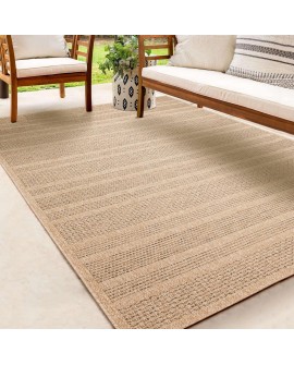 the carpet Kansas - Tapis d'extérieur Robuste au Look Naturel de Jute, résistant aux intempéries, Convient pour la terrasse et