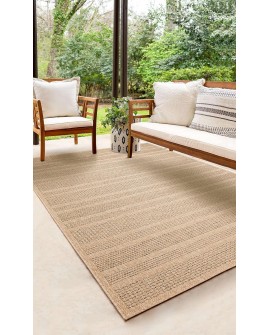 the carpet Kansas - Tapis d'extérieur Robuste au Look Naturel de Jute, résistant aux intempéries, Convient pour la terrasse et