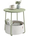 VASAGLE Petite Table Basse Ronde, Table d Appoint avec Panier en Tissu, Rangement, pour Salon, Chambre, Table de Chevet, Style