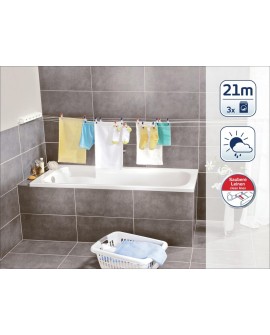 Leifheit Séchoir mural Telegant 72 Protect, sèche linge dépliable avec 8 barres de 90 cm, étendoir à linge robuste pour