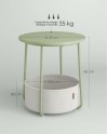 VASAGLE Petite Table Basse Ronde, Table d Appoint avec Panier en Tissu, Rangement, pour Salon, Chambre, Table de Chevet, Style