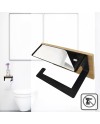 Porte Rouleau Papier Toilette Mural Adhesif sans Percage Support Papier Toilette Plaque de Bambou Noir Mat Derouleur Papier