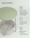 VASAGLE Petite Table Basse Ronde, Table d Appoint avec Panier en Tissu, Rangement, pour Salon, Chambre, Table de Chevet, Style