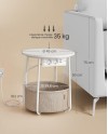 VASAGLE Petite Table Basse Ronde, Table d Appoint avec Panier en Tissu, Rangement, pour Salon, Chambre, Table de Chevet, Style