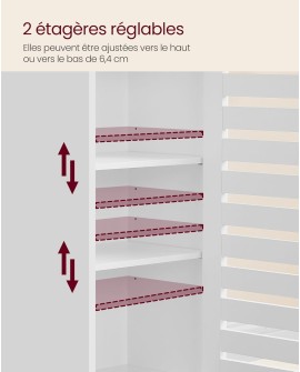 VASAGLE Meuble de Salle de Bain, Étagère de Rangement, Placard Haut, avec 3 Compartiments Ouverts et 2 Étagères Réglables,