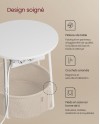 VASAGLE Petite Table Basse Ronde, Table d Appoint avec Panier en Tissu, Rangement, pour Salon, Chambre, Table de Chevet, Style