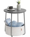 VASAGLE Petite Table Basse Ronde, Table d Appoint avec Panier en Tissu, Rangement, pour Salon, Chambre, Table de Chevet, Style