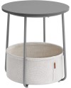 VASAGLE Petite Table Basse Ronde, Table d Appoint avec Panier en Tissu, Rangement, pour Salon, Chambre, Table de Chevet, Style