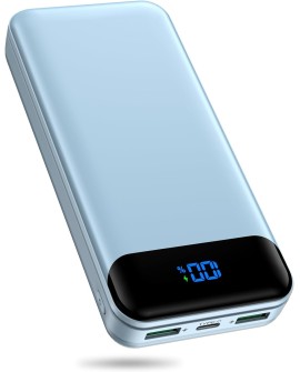 Enerwow Batterie Externe, 27000mAh Power Bank PD 30W Charge Rapide Portable Chargeur, USB C(Entrée&Sortie) Powerbank Compatible