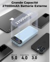 Enerwow Batterie Externe, 27000mAh Power Bank PD 30W Charge Rapide Portable Chargeur, USB C(Entrée&Sortie) Powerbank Compatible