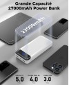 Enerwow Batterie Externe, 27000mAh Power Bank PD 30W Charge Rapide Portable Chargeur, USB C(Entrée&Sortie) Powerbank Compatible