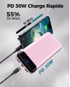 Enerwow Batterie Externe, 27000mAh Power Bank PD 30W Charge Rapide Portable Chargeur, USB C(Entrée&Sortie) Powerbank Compatible