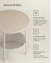 VASAGLE Petite Table Basse Ronde, Table d Appoint avec Panier en Tissu, Rangement, pour Salon, Chambre, Table de Chevet, Style