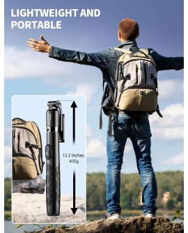 179CM Extensible Perche Trepied Smartphone, Perche a Selfie Trepied Aluminium avec Télécommande sans Fil et Support pour