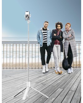 179CM Extensible Perche Trepied Smartphone, Perche a Selfie Trepied Aluminium avec Télécommande sans Fil et Support pour