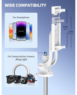 179CM Extensible Perche Trepied Smartphone, Perche a Selfie Trepied Aluminium avec Télécommande sans Fil et Support pour