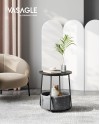 VASAGLE Petite Table Basse Ronde, Table d Appoint avec Panier en Tissu, Rangement, pour Salon, Chambre, Table de Chevet, Style