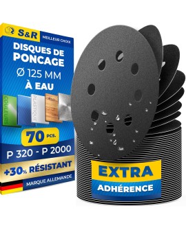 S&R Disques de Ponçage Papier Abrasif à Poncer 125mm Ponceuse Excentrique - 60 Disques à 8 trous