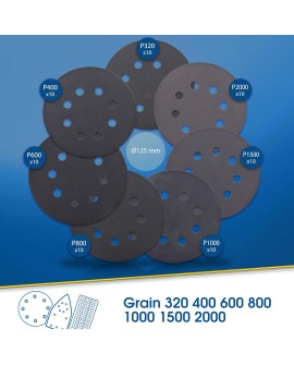 S&R Disques de Ponçage Papier Abrasif à Poncer 125mm Ponceuse Excentrique - 60 Disques à 8 trous