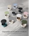 VASAGLE Petite Table Basse Ronde, Table d Appoint avec Panier en Tissu, Rangement, pour Salon, Chambre, Table de Chevet, Style