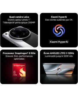 Xiaomi 15 Ultra Smartphone, 16+512GB, Noir, Super téléobjectif Leica 200MP 100mm, Batterie 5410mAh, HyperCharge 90W, HyperAI