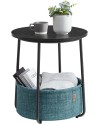 VASAGLE Petite Table Basse Ronde, Table d Appoint avec Panier en Tissu, Rangement, pour Salon, Chambre, Table de Chevet, Style