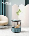 VASAGLE Petite Table Basse Ronde, Table d Appoint avec Panier en Tissu, Rangement, pour Salon, Chambre, Table de Chevet, Style