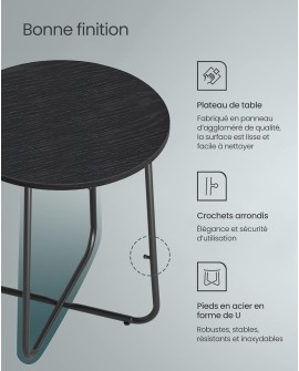 VASAGLE Petite Table Basse Ronde, Table d Appoint avec Panier en Tissu, Rangement, pour Salon, Chambre, Table de Chevet, Style