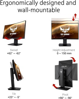 ASUS TUF Gaming VG27VQ - Ecran PC Gamer eSport 27" FHD - Dalle VA incurvée - 16:9 - 165Hz - 1ms - 1980x1080 - Display Port, HDMI