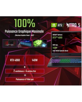 Acer Nitro V 15 ANV15-51-98ST, Ordinateur Portable Gaming 15.6'' Full HD IPS 165Hz, (Intel Core i9-13900H, NVIDIA GeForce RTX