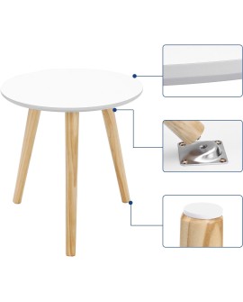 SONGMICS Table Basse Ronde, Table de Salon Moderne Minimaliste, Lot de 2, Table d'Appoint, avec Pieds en Bois de Pin, Style