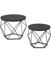 VASAGLE Table Basse Ronde, Lot de 2, Table d’Appoint, Bout de Canapé, Style Moderne, Plateau Amovible, Cadre en Acier, pour