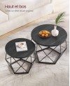 VASAGLE Table Basse Ronde, Lot de 2, Table d’Appoint, Bout de Canapé, Style Moderne, Plateau Amovible, Cadre en Acier, pour