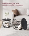 VASAGLE Table Basse Ronde, Lot de 2, Table d’Appoint, Bout de Canapé, Style Moderne, Plateau Amovible, Cadre en Acier, pour