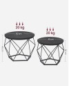 VASAGLE Table Basse Ronde, Lot de 2, Table d’Appoint, Bout de Canapé, Style Moderne, Plateau Amovible, Cadre en Acier, pour