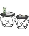 VASAGLE Table Basse Ronde, Lot de 2, Table d’Appoint, Bout de Canapé, Style Moderne, Plateau Amovible, Cadre en Acier, pour