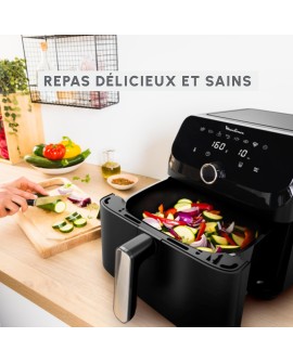 Moulinex Easy Fry XL Surface & Pizza 4L, Air fryer, Très grande surface de cuisson, Compact, Fenêtre de visualisation, Noir,