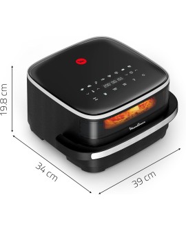 Moulinex Easy Fry XL Surface & Pizza 4L, Air fryer, Très grande surface de cuisson, Compact, Fenêtre de visualisation, Noir,