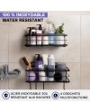 KINCMAX Etagère de Rangement de Douche Lot de 2 - Panier Salle de Bain sans Perçage - Étagère Murale Noire de Rangement pour