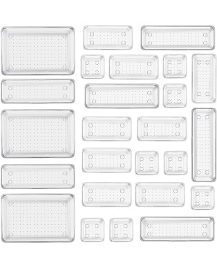 Lot de 25 Organisateurs de Tiroirs en Transparent,avec 4 tailles de boîtes de rangement en plastique, organiseur de maquillage