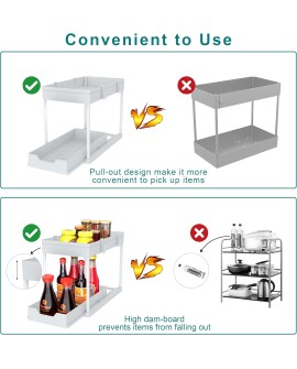 DEKAVA Lot de 2 Rangement sous Évier - Organisateur sous Evier Tiroir Coulissant à Extraction - Rangement Et Organisation De