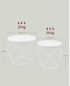 VASAGLE Table Basse Ronde, Lot de 2, Table d’Appoint, Bout de Canapé, Style Moderne, Plateau Amovible, Cadre en Acier, pour