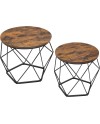 VASAGLE Table Basse Ronde, Lot de 2, Table d’Appoint, Bout de Canapé, Style Moderne, Plateau Amovible, Cadre en Acier, pour