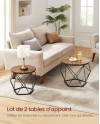 VASAGLE Table Basse Ronde, Lot de 2, Table d’Appoint, Bout de Canapé, Style Moderne, Plateau Amovible, Cadre en Acier, pour