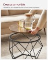 VASAGLE Table Basse Ronde, Lot de 2, Table d’Appoint, Bout de Canapé, Style Moderne, Plateau Amovible, Cadre en Acier, pour