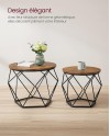 VASAGLE Table Basse Ronde, Lot de 2, Table d’Appoint, Bout de Canapé, Style Moderne, Plateau Amovible, Cadre en Acier, pour