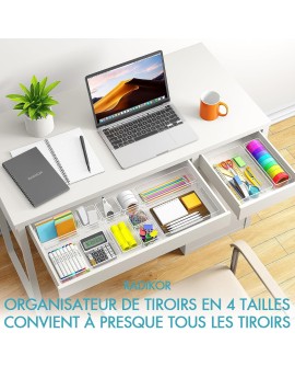 Radikor Lot de 31 Organisateurs de Tiroir, Rangement Tiroir en Plastique Transparent, Bacs de rangement avec 4 Tailles pour